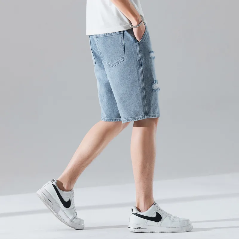 Tonlion Denim Shorts Unisex Light Blue-5