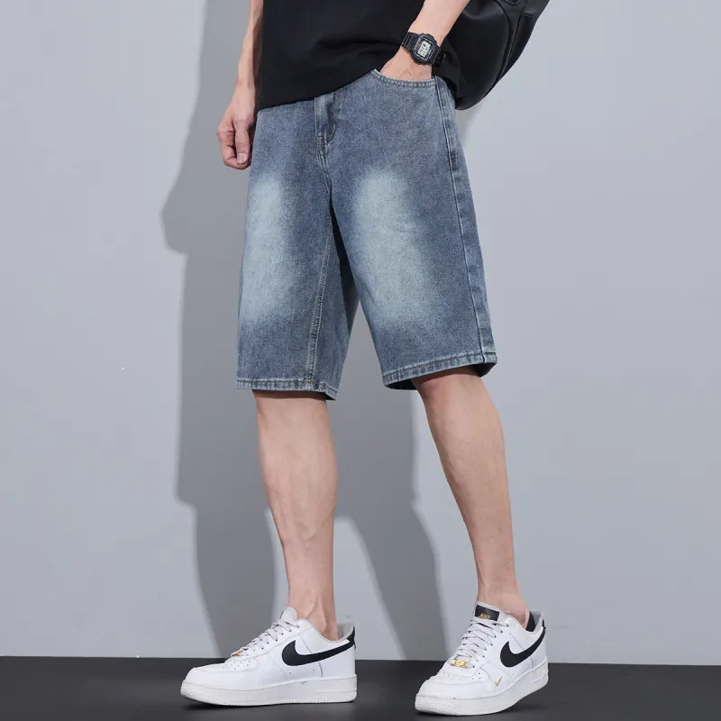 Tonlion Denim Shorts Unisex Vintage Blue-6