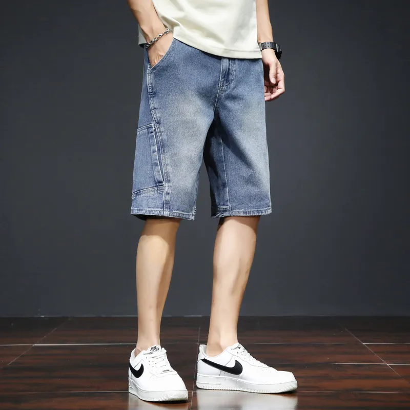 Tonlion Denim Shorts Unisex Vintage Blue-4