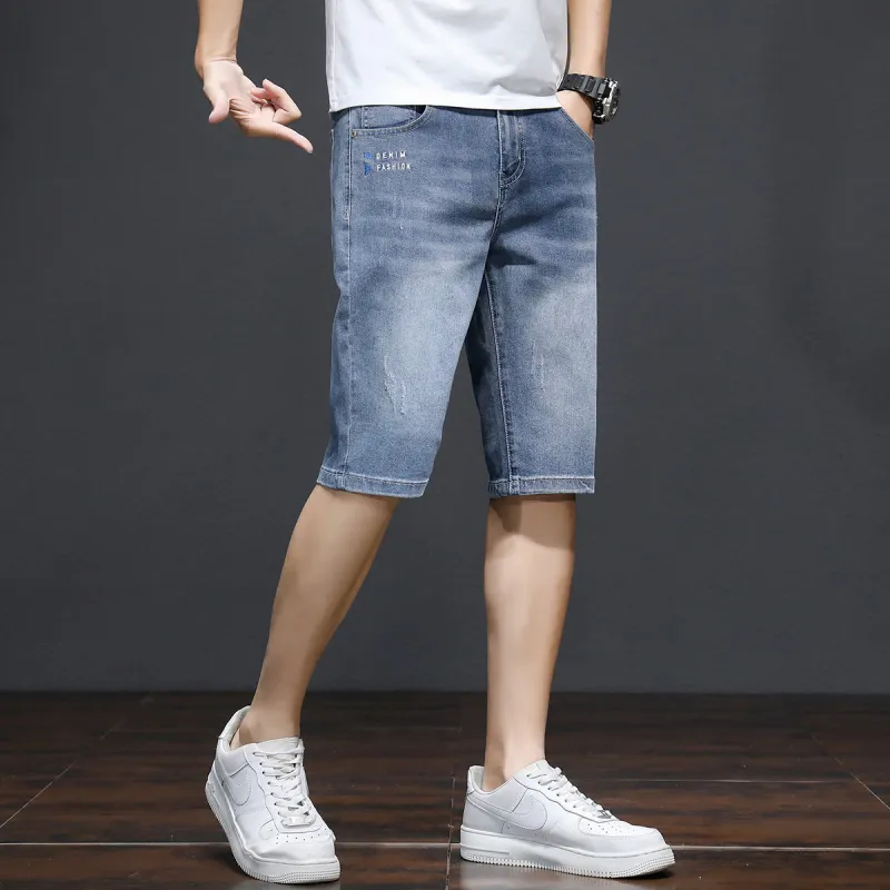Tonlion Denim Shorts Unisex Aqua Blue-4