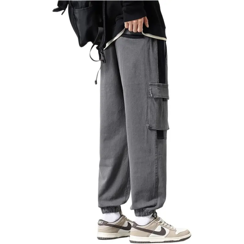 Tonlion Casual Pants Unisex Light Gray-2
