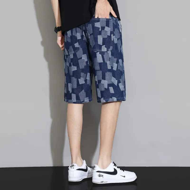 Tonlion Denim Shorts Men Blue Tone-3