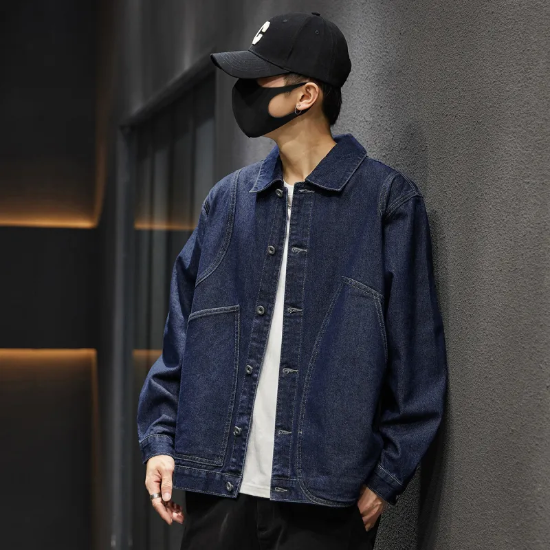 Tonlion Denim Jackets Unisex Dark Blue-2