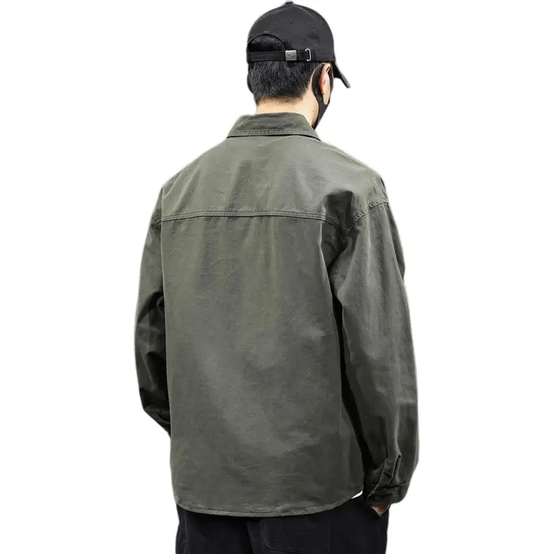Tonlion Denim Jackets Men Army Green-1