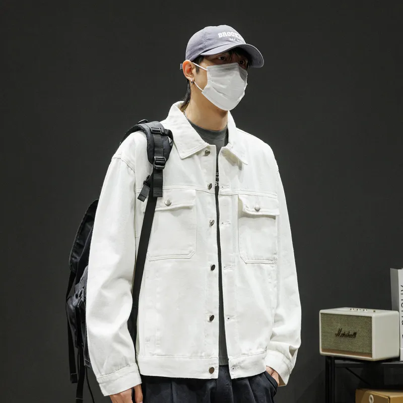 Tonlion Denim Jacket Unisex Raw White-4