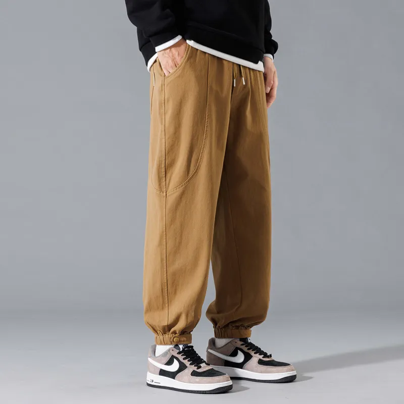 Tonlion Casual Pants Unisex Dark Khaki-5