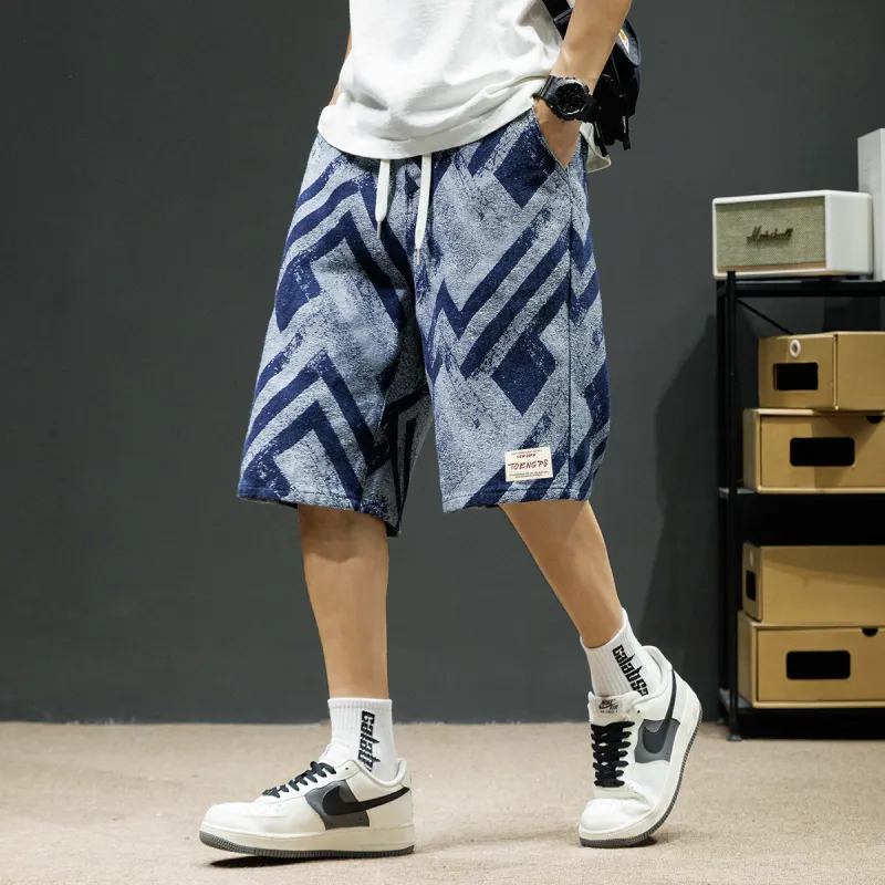 Tonlion Denim Shorts Unisex Gray Blue-2