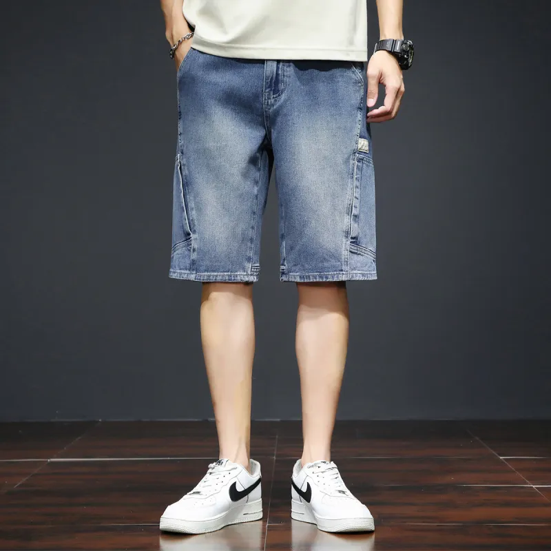 Tonlion Denim Shorts Unisex Vintage Blue-3