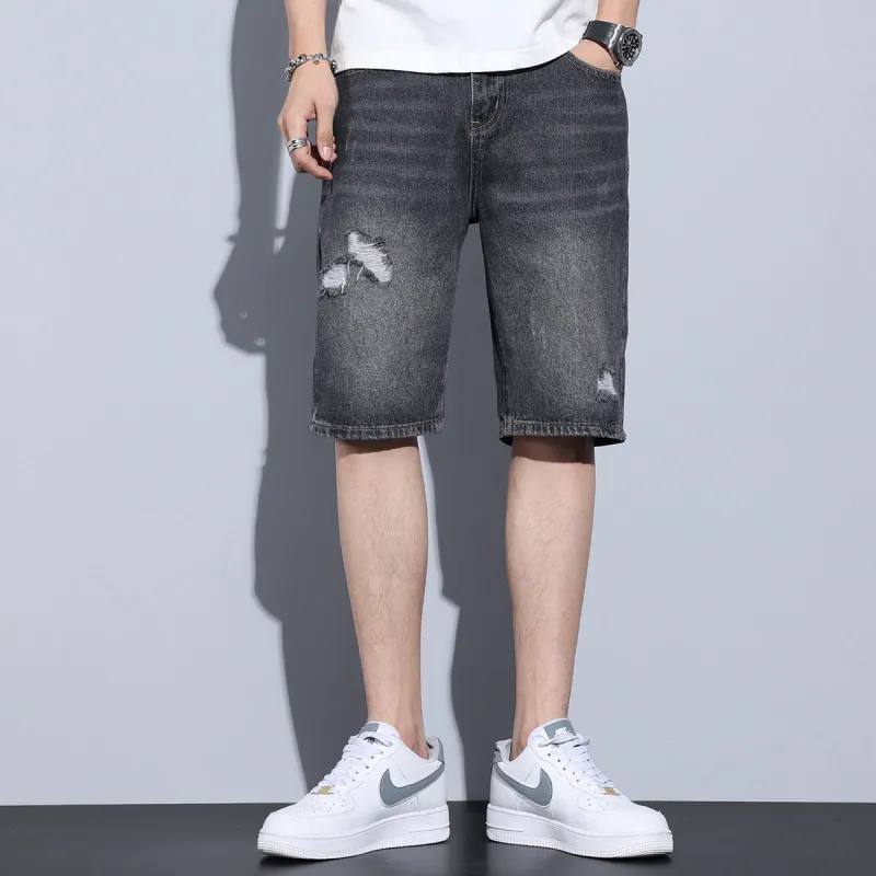 Tonlion Denim Shorts Unisex Black-5