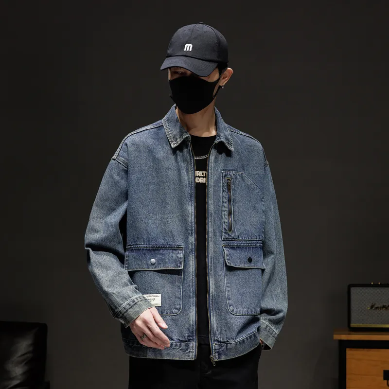 Tonlion Denim Jacket Unisex Vintage Blue-4