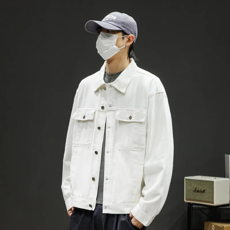 Tonlion Denim Jacket Unisex Raw White-5