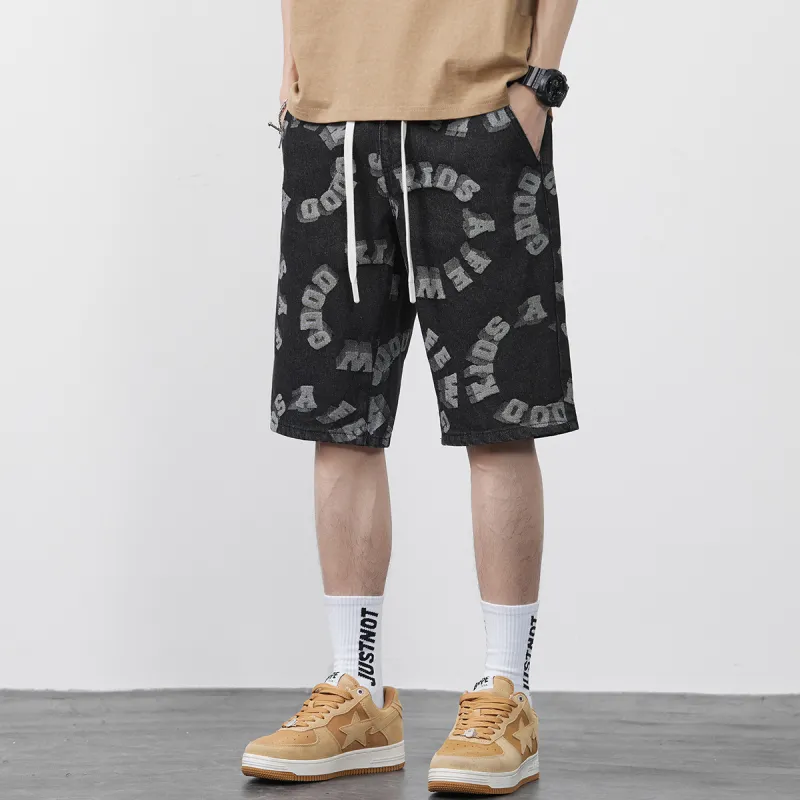 Tonlion Denim Shorts Unisex Black-2