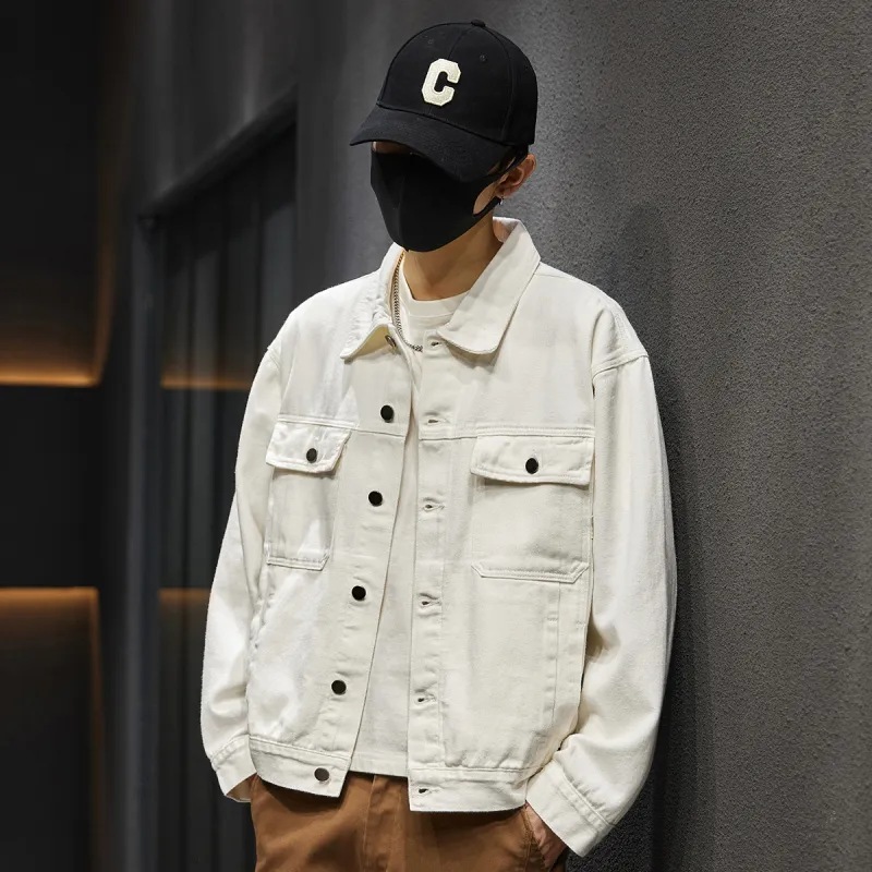 Tonlion Denim Jacket Unisex Raw White-3