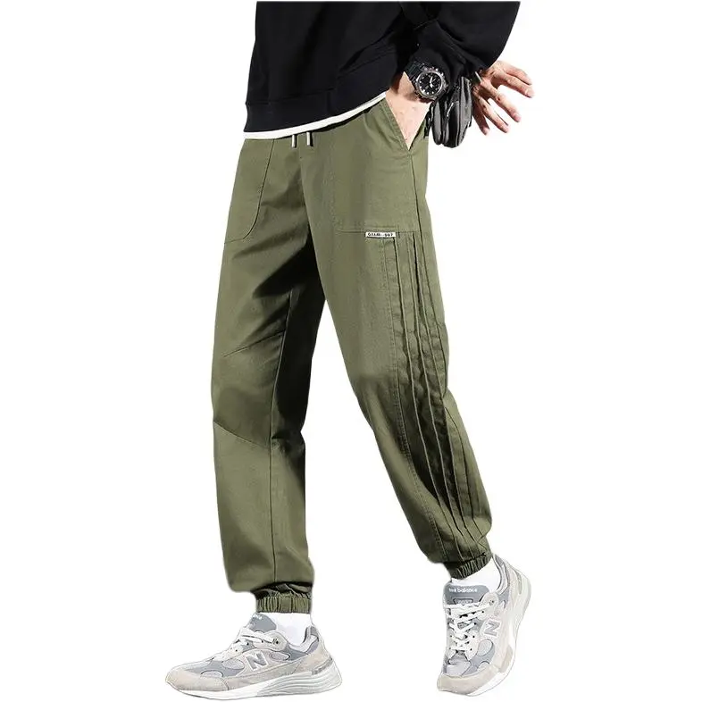 Tonlion Casual Pants Unisex Army Green-5