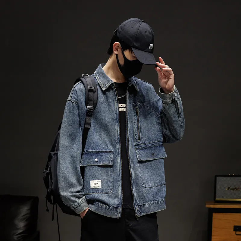 Tonlion Denim Jacket Unisex Vintage Blue-3