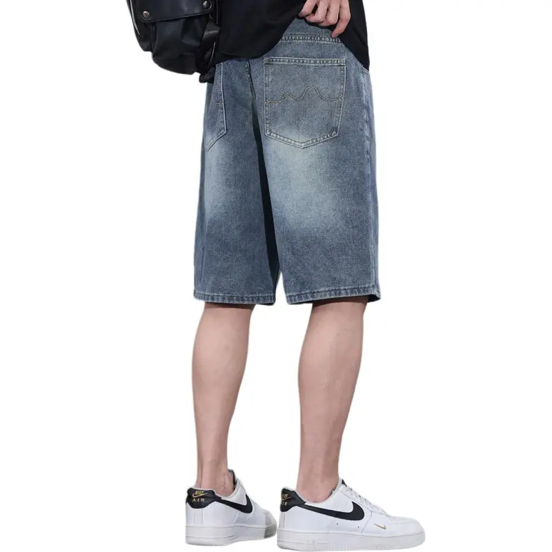 Tonlion Denim Shorts Unisex Vintage Blue-1