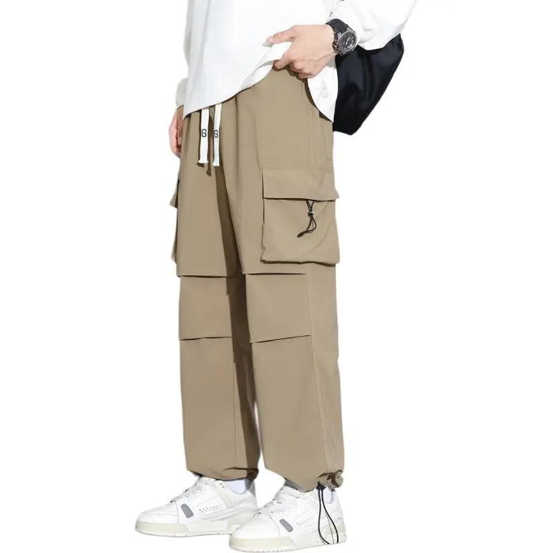 Tonlion Casual Pants Unisex Khaki-4