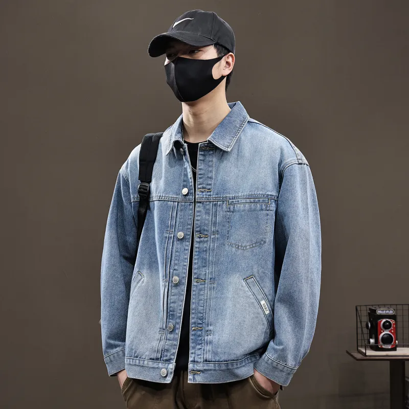 Tonlion Denim Jacket Unisex Vintage Blue-6
