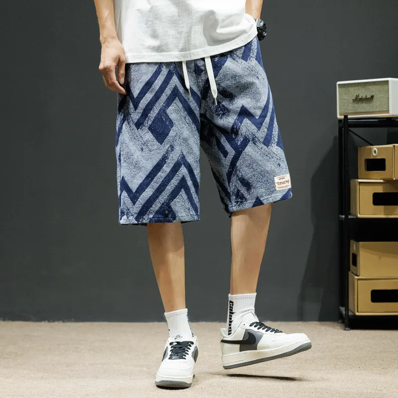 Tonlion Denim Shorts Unisex Gray Blue-4
