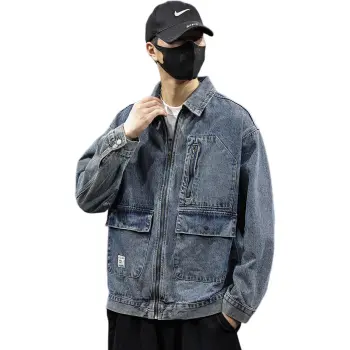 Tonlion Denim Jacket Unisex Vintage Blue