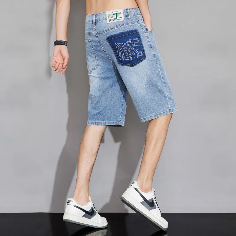 Tonlion Denim Shorts Men's Light Blue-5