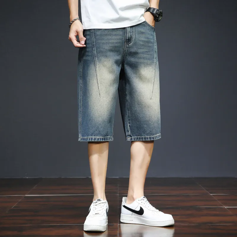 Tonlion Denim Shorts Unisex Vintage Blue-3