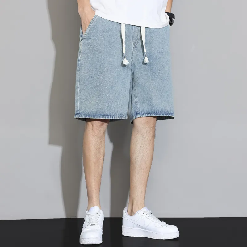 Tonlion Denim Shorts Unisex Vintage Blue-3