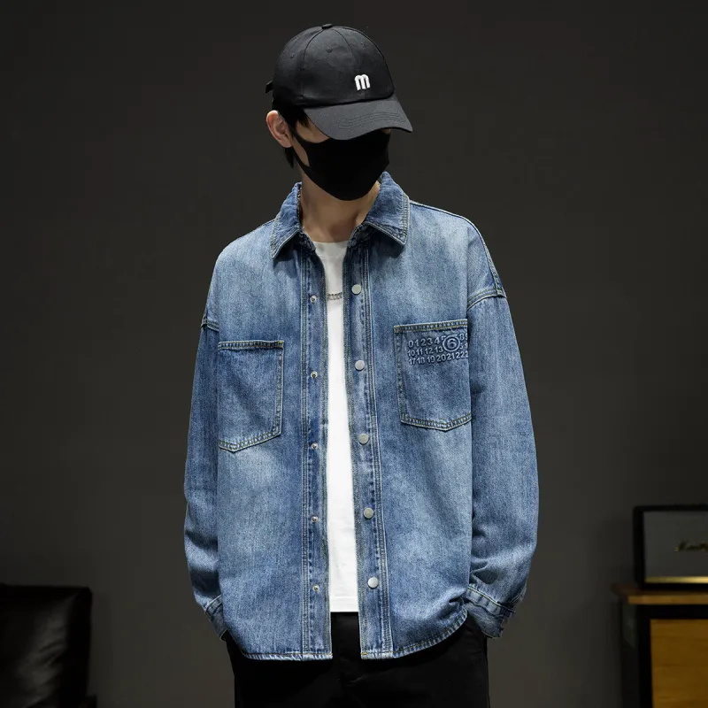 Tonlion Denim Jackets Unisex Medium Blue-5