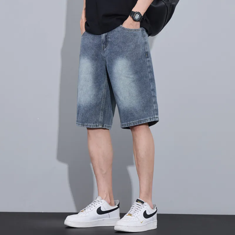 Tonlion Denim Shorts Unisex Vintage Blue-5