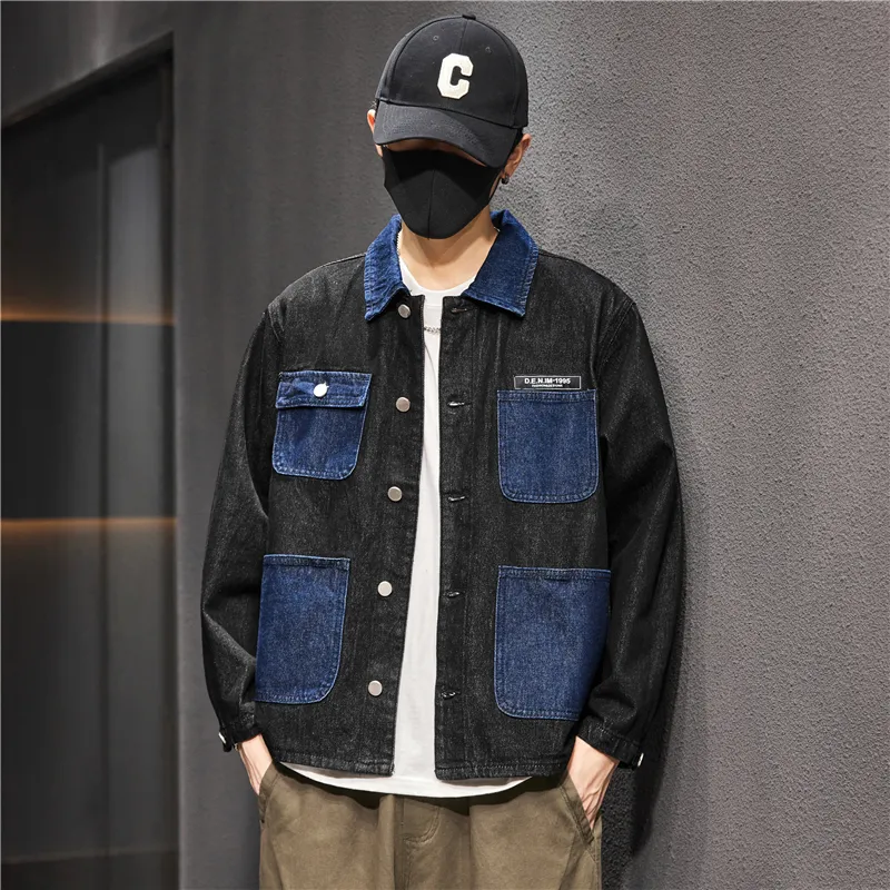 Tonlion Denim Jacket Men's Black-4