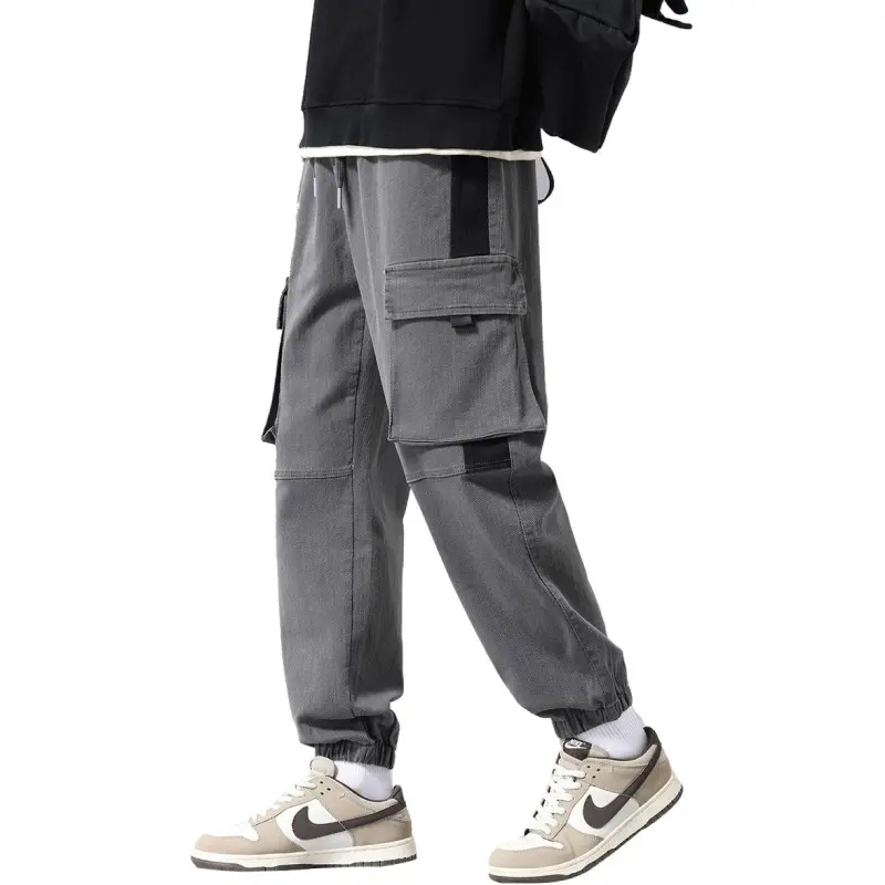 Tonlion Casual Pants Unisex Light Gray-3