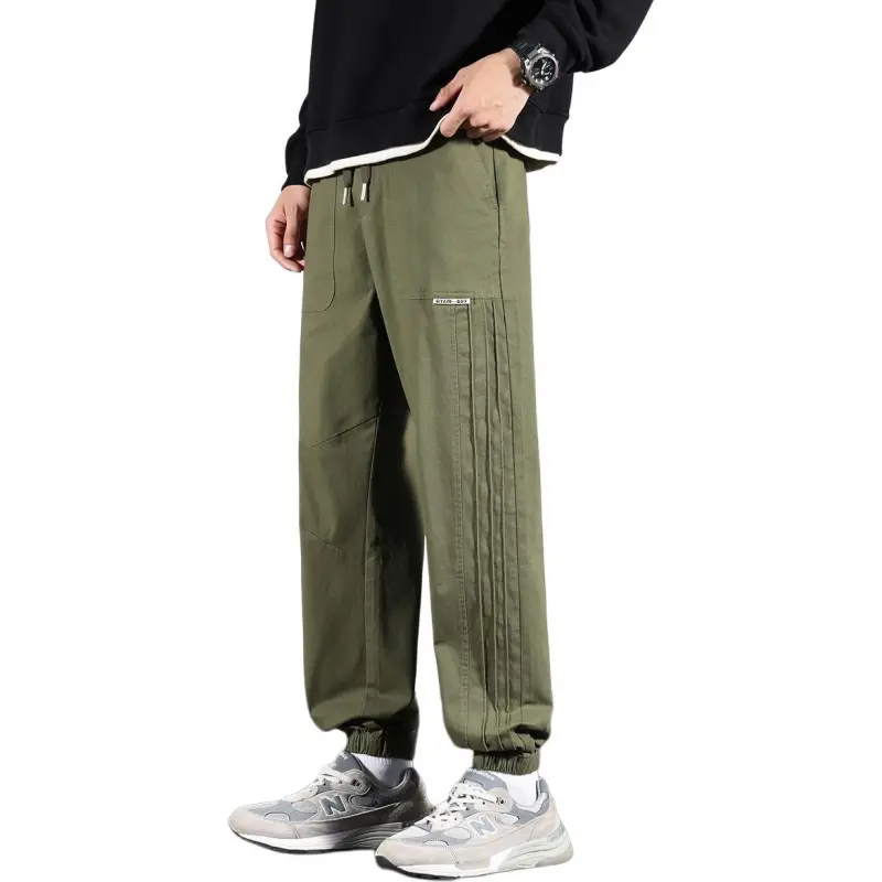 Tonlion Casual Pants Unisex Army Green-3