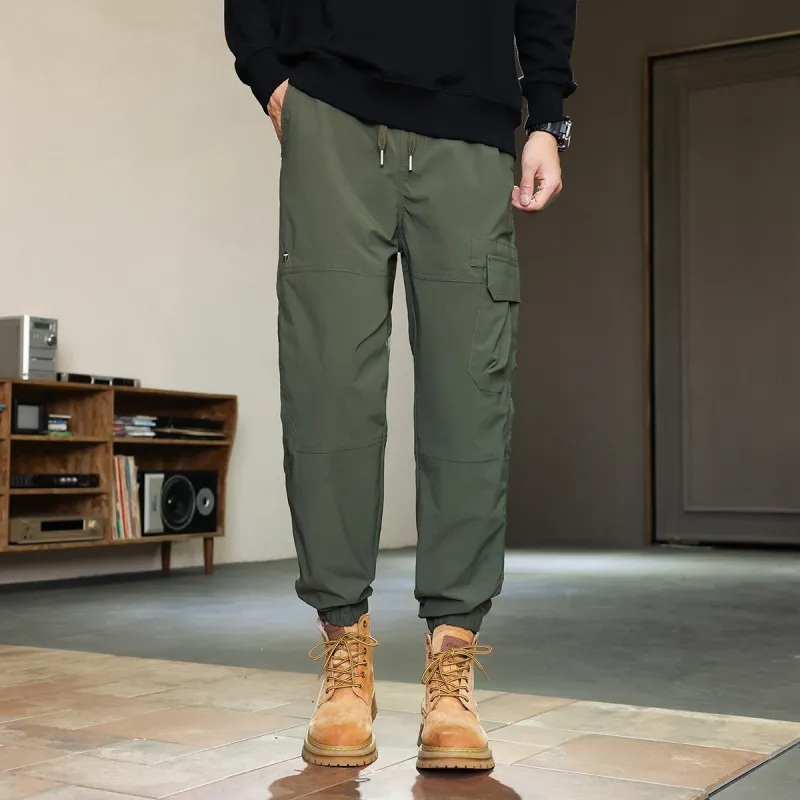 Tonlion Casual Pants Unisex Army Green-4