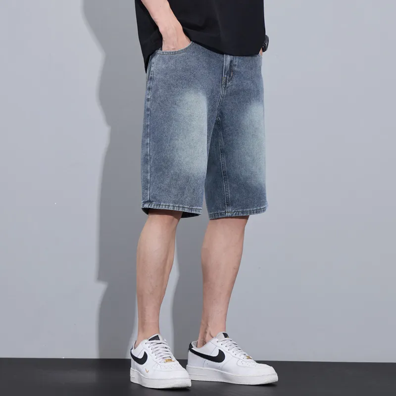 Tonlion Denim Shorts Unisex Vintage Blue-4