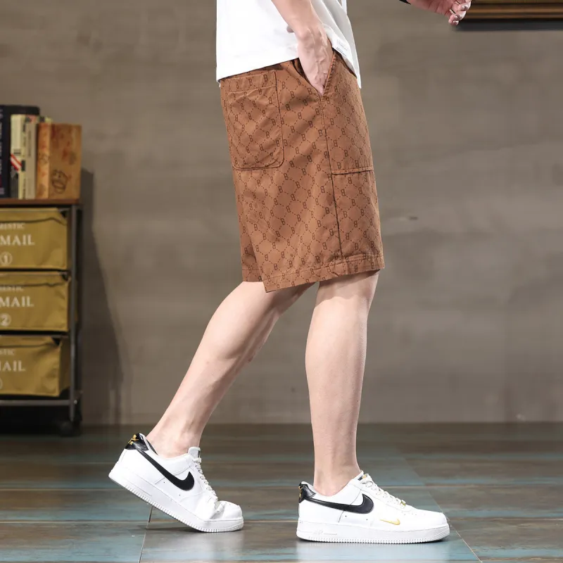 Tonlion Casual Shorts Unisex Brown-5