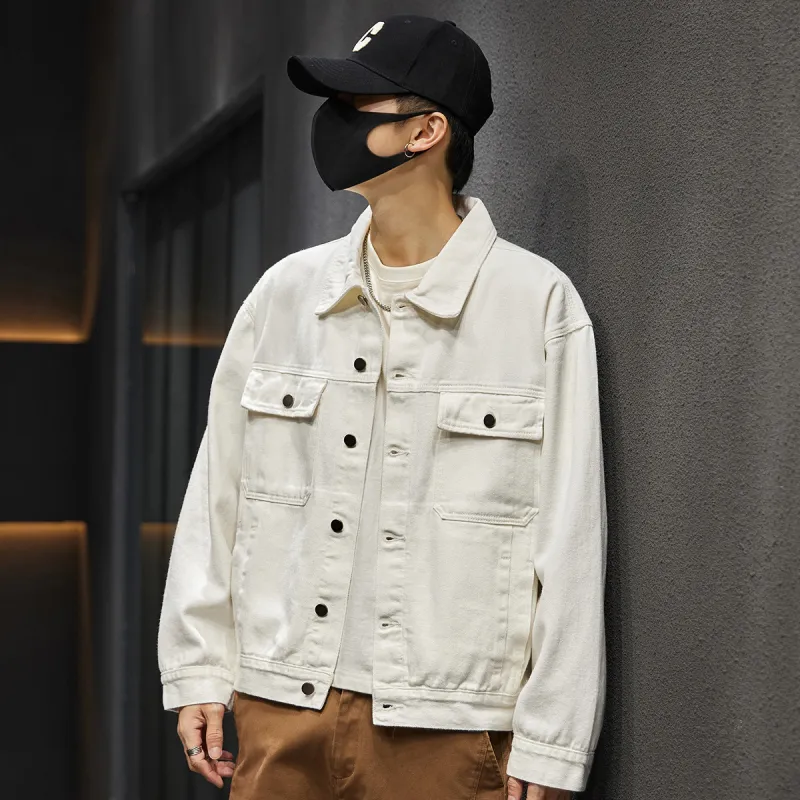 Tonlion Denim Jacket Unisex Raw White-4