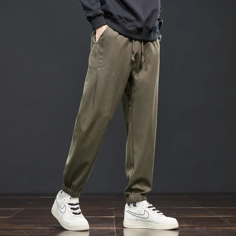 Tonlion Casual Pants Unisex Army Green-4