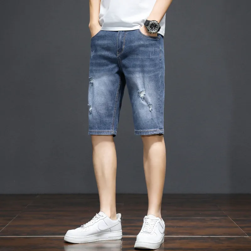 Tonlion Denim Shorts Unisex Light Blue-5