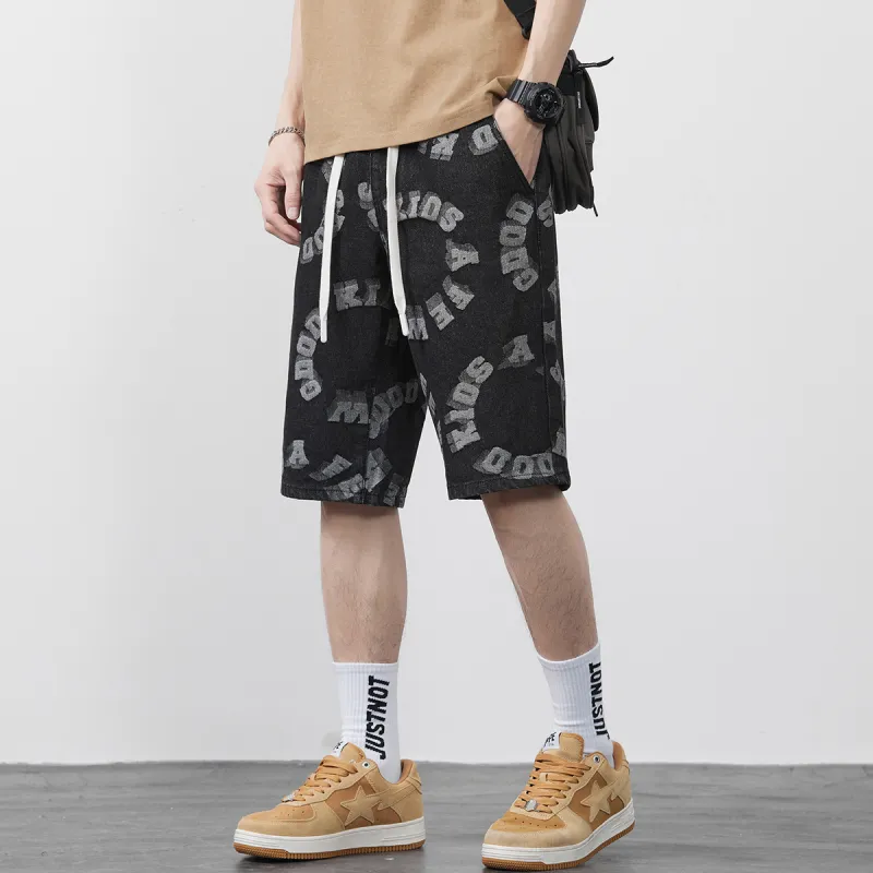 Tonlion Denim Shorts Unisex Black-3