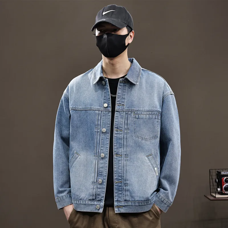 Tonlion Denim Jackets Unisex Vintage Blue-4