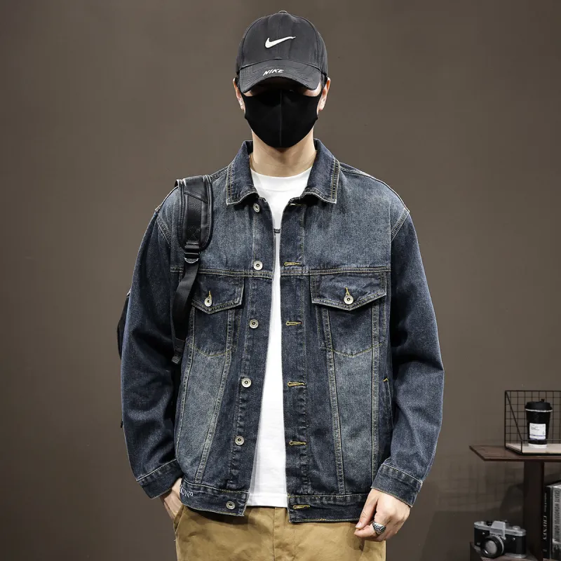 Tonlion Denim Jacket Unisex Blue Gray-5