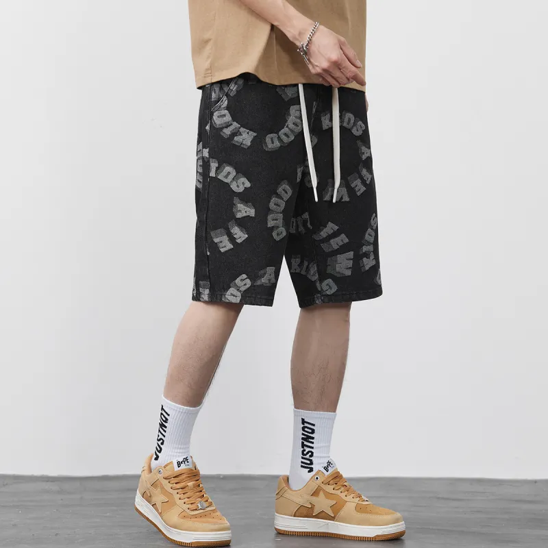 Tonlion Denim Shorts Unisex Black-5