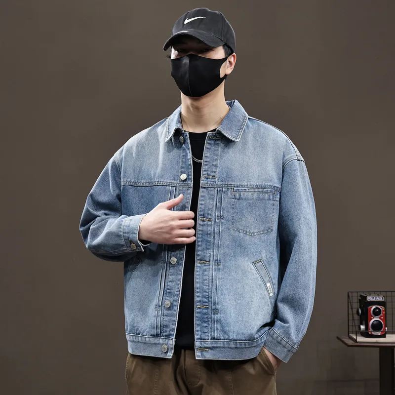 Tonlion Denim Jacket Unisex Vintage Blue-3