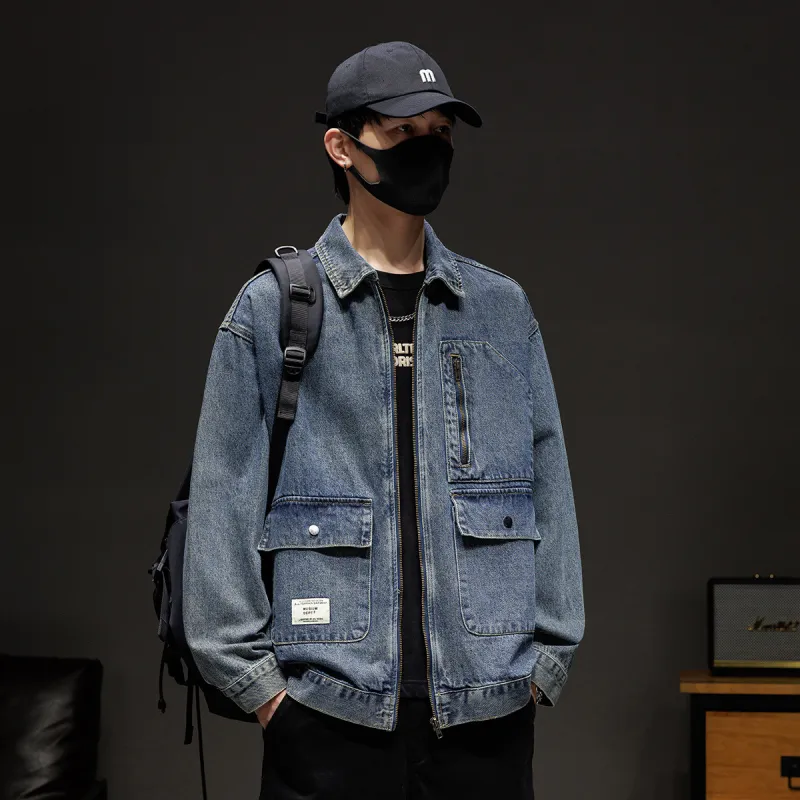 Tonlion Denim Jacket Unisex Vintage Blue-1