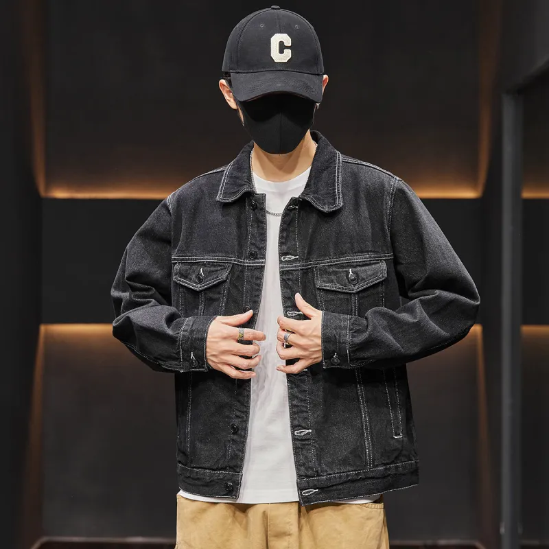 Tonlion Denim Jacket Men's Black-6