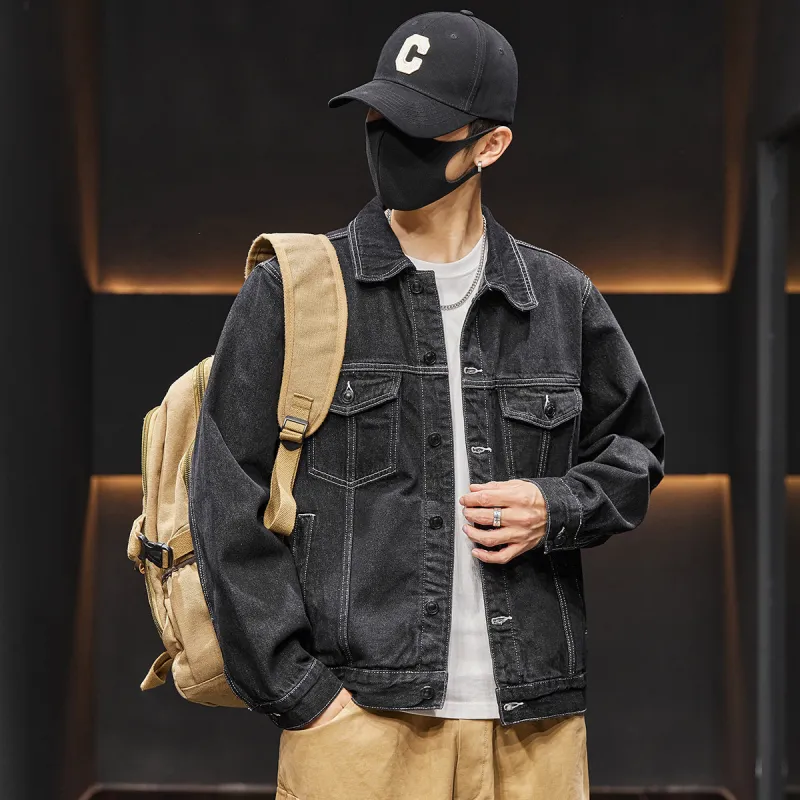 Tonlion Denim Jacket Men's Black-10