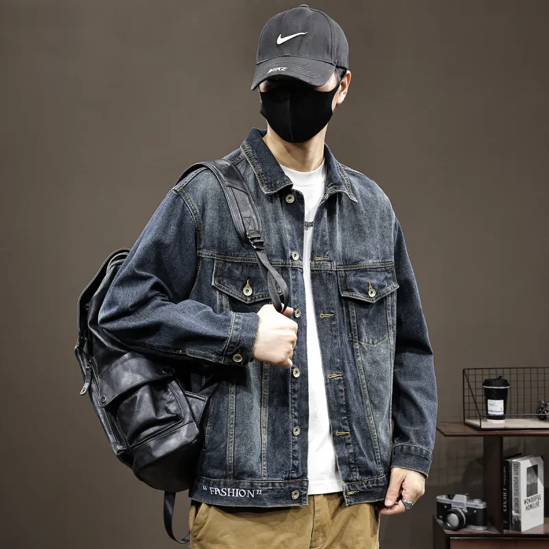 Tonlion Denim Jacket Unisex Blue Gray-3