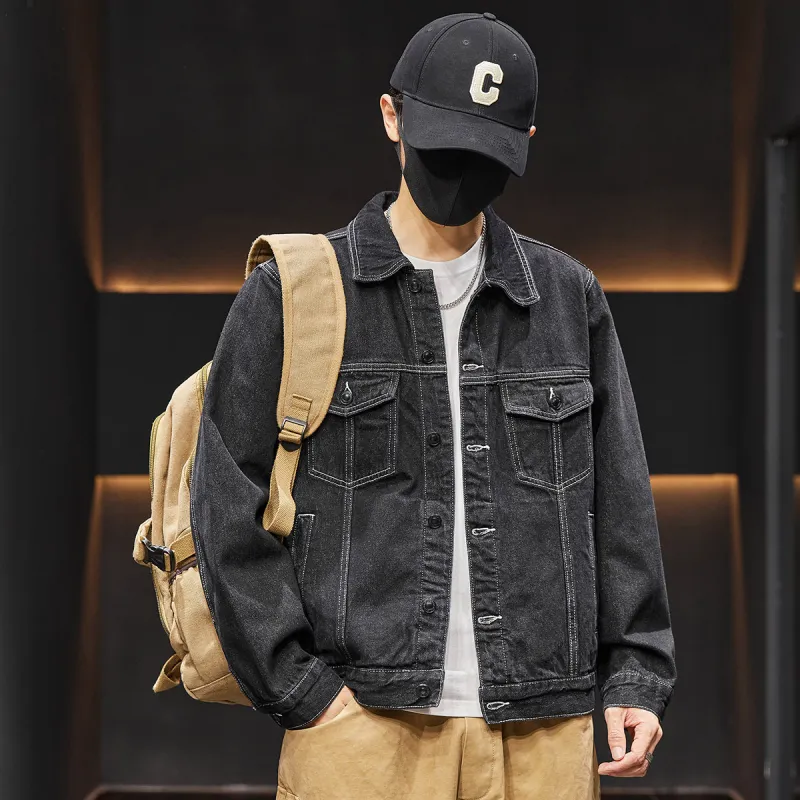Tonlion Denim Jacket Men's Black-11