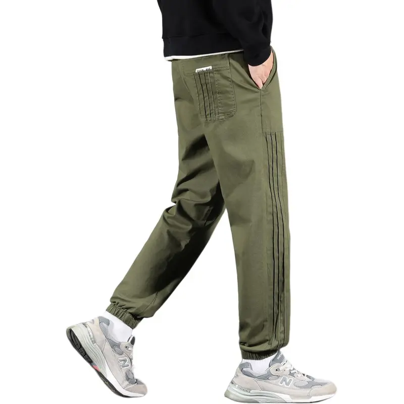 Tonlion Casual Pants Unisex Army Green-4