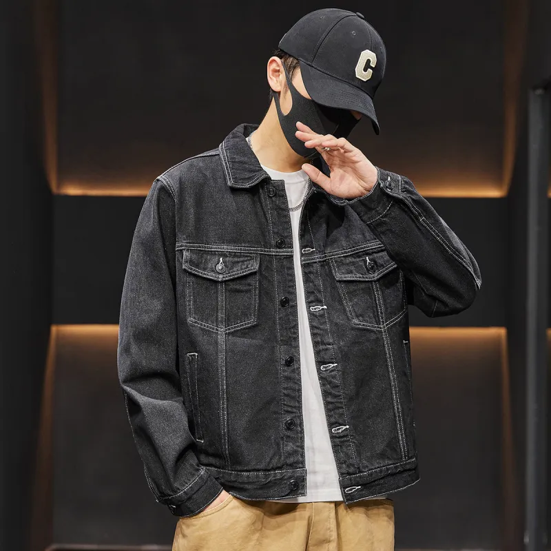 Tonlion Denim Jacket Men's Black-8